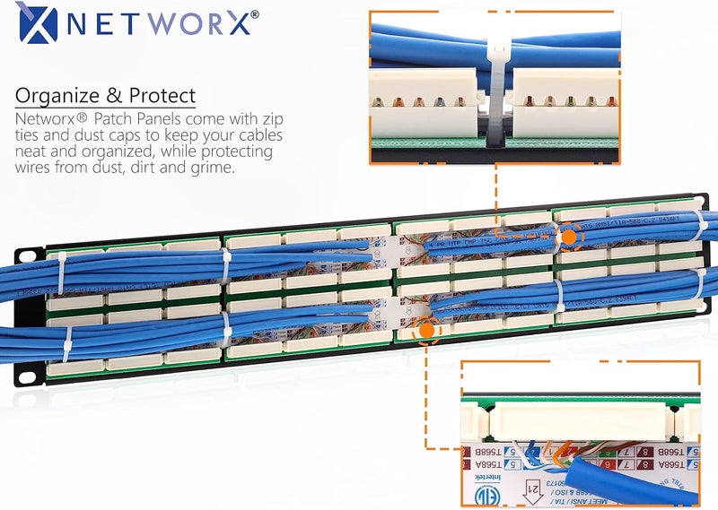 Networx Rackmount 2U 48 Port Network Patch Panel (19-inch Cat6 Patch Panel / RJ45 Patch Panel) for Gigabit Network Switch, 10-Gigabit CAT 6 Compatible - Image 5